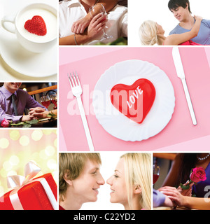 Collage fait d'images de l'amour Saint-valentin et concepts Banque D'Images