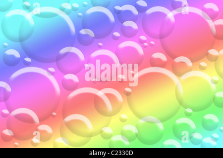 Illustration de bulles sur un arc-en-ciel de couleurs de fond du spectre. Banque D'Images