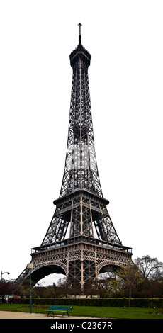 Tour Eiffel Tower Paris France sur fond blanc. Charles Lupica Banque D'Images