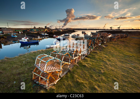 Coucher du soleil d'hiver du sud Rhône-Alpes, trou de la Gare, Teesmouth Banque D'Images