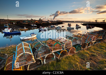 Coucher du soleil d'hiver du sud Rhône-Alpes, trou de la Gare, Teesmouth Banque D'Images