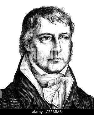 L'amélioration de l'image numérique de Georg Wilhelm Friedrich Hegel, 1770 - 1831, le philosophe allemand, portrait, illustration historique Banque D'Images