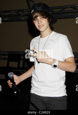 Justin Bieber Justin Bieber, chanteur canadien rendement privé pour Radio KLUC au Hard Rock Cafe. Las Vegas, Nevada - Banque D'Images