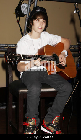 Justin Bieber Justin Bieber, chanteur canadien rendement privé pour Radio KLUC au Hard Rock Cafe. Las Vegas, Nevada - Banque D'Images