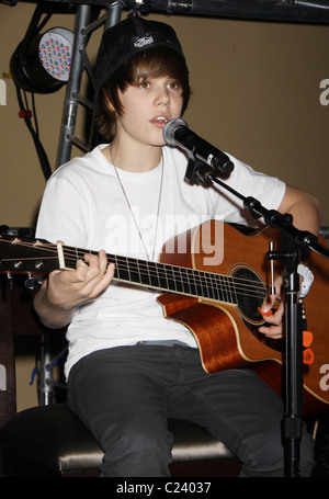 Justin Bieber Justin Bieber, chanteur canadien rendement privé pour Radio KLUC au Hard Rock Cafe. Las Vegas, Nevada - Banque D'Images