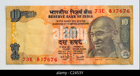 Inde 10 10 Rupee Bank Note. Banque D'Images