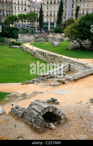 Jardin des Vestiges ruines grecques à l'extérieur Musée dHistoire de Marseille, Marseille, Provence, France. Banque D'Images