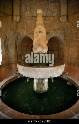 La fontaine dans le Cloître, Abbaye du Thoronet, Var, Provence, France. Banque D'Images