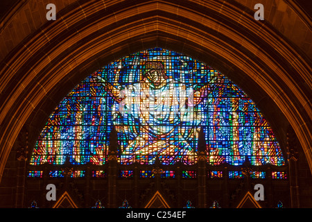 Vitrail à l'intérieur de la cathédrale de Liverpool, Liverpool Banque D'Images