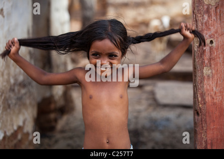 Fille dans l'Andhra Pradesh en Inde du Sud Banque D'Images