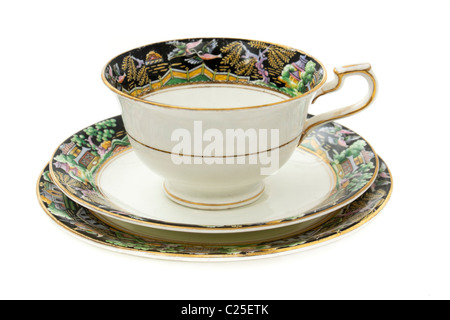 Vintage plateau porcelaine tasse et soucoupe par trio Allertons Ltd Banque D'Images