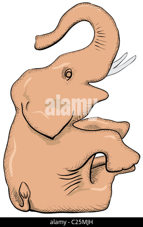 Dessin simple - une figurine d'un éléphant sur un fond blanc Banque D'Images