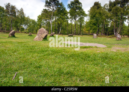 Neuf femmes stone circle, Stanton Moor, Derbyshire, Angleterre Banque D'Images