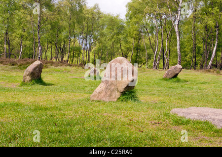 Neuf femmes stone circle, Stanton Moor, Derbyshire, Angleterre Banque D'Images