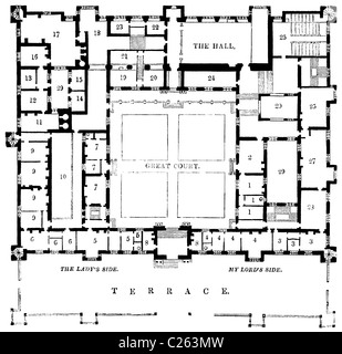 Plan du xvie siècle Buckhurst House, Sussex Banque D'Images