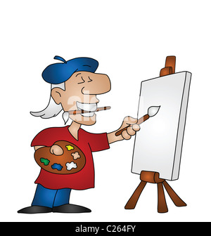 Artiste caricature avec copie espace sur toile pour propre texte ou image Banque D'Images