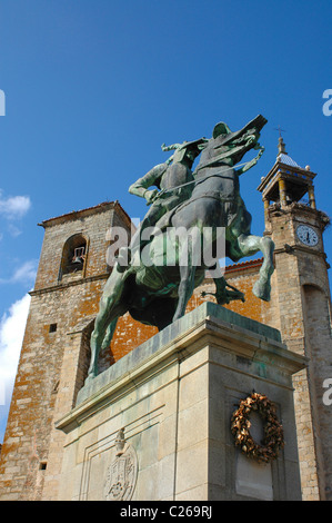 Francisco Pizarro Main Square,Trujillo, Espagne Banque D'Images