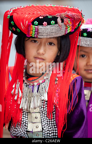 Tribus Lisu hill girl portrait, Ban Ko Hay, Mae Salong, Chiang Rai, Thaïlande Banque D'Images