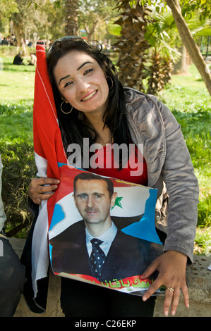 Manifestation pro 2011 Syrie Le Président Bachar Al Assad Banque D'Images