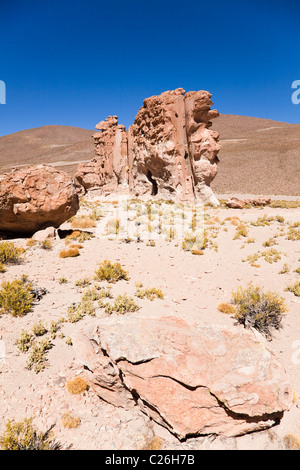 Rock formations dans les déserts du sud-ouest de la Bolivie, de l'Amérique du Sud. Banque D'Images