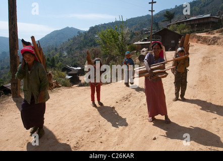 Trek de Nahmsen à Hsipaw. Le nord de l'État Shan. Myanmar Banque D'Images