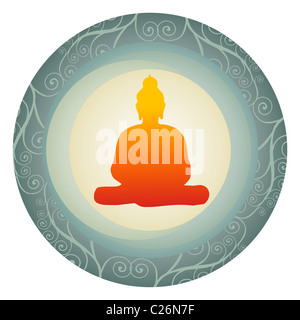 Buddha silhouette d'orange sur une assiette. Vector disponibles. Banque D'Images