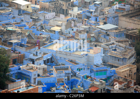 Jodhpur, la ville bleue, vu de Fort Mehrangarh, Rajasthan, Inde Banque D'Images