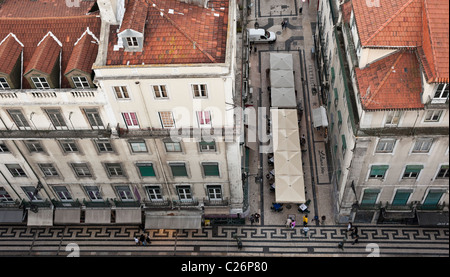 Portrait de la Rua do Ouro et Rua Santa Justa, quartier de Baixa, Lisbonne Banque D'Images