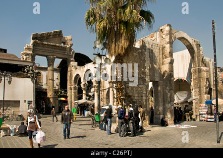 La porte de Temple de l'Ouest Temple Romain de Jupiter vieux Damas Syrie Banque D'Images