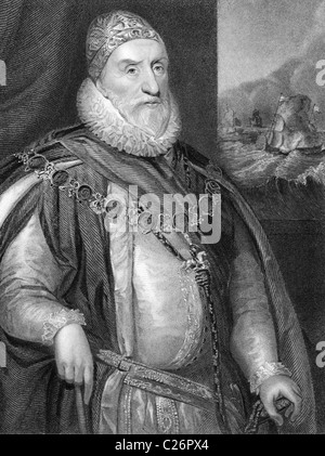 Charles Howard, 1 Comte de Nottingham (1536-1624) gravure de 1838 sur. Banque D'Images