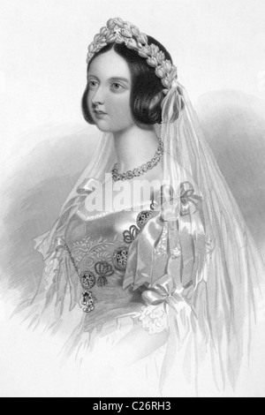 La reine Victoria (1819-1901) gravure sur de 1840. Reine de Grande-Bretagne au cours de 1837-1901. Banque D'Images