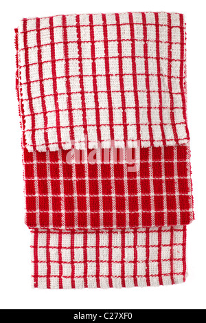 Rouge et blanc bordé de trois torchons Banque D'Images