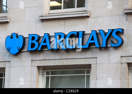 Un signe pour la Barclays Bank, Londres. UK. Banque D'Images