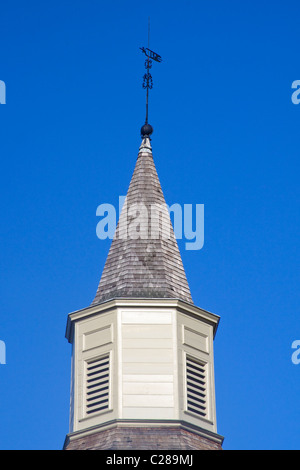 Paratonnerre girouette au sommet Brudon Église Paroissiale coupole - zone coloniale historique dans la ville de Williamsburg en Virginie Banque D'Images