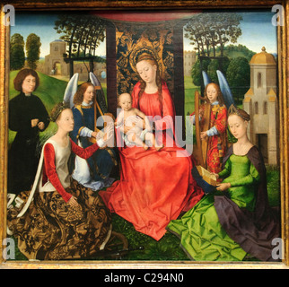 Vierge et enfant avec les saints Catherine d'Alexandrie et Barbara, 1479, de Hans Memling, Banque D'Images