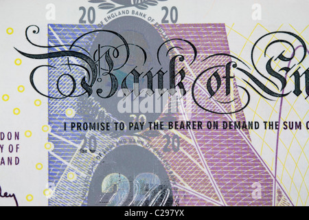 Détail note de 20 livres Banque D'Images