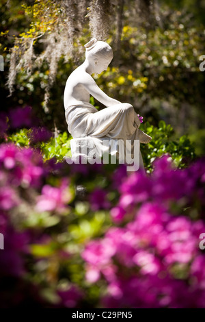 Nymphe bois Statue à Middleton Place Plantation à Charleston, SC. .Middleton Place Garden est le plus ancien jardin à la française aux Etats-Unis Banque D'Images