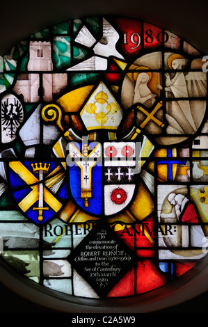 Un vitrail dans la chapelle du Collège Trinity Hall de Cambridge, England, UK Banque D'Images