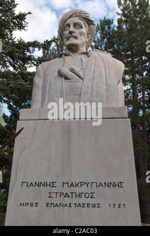 Buste commémoratif d'Makrianny, un héros grec. Banque D'Images