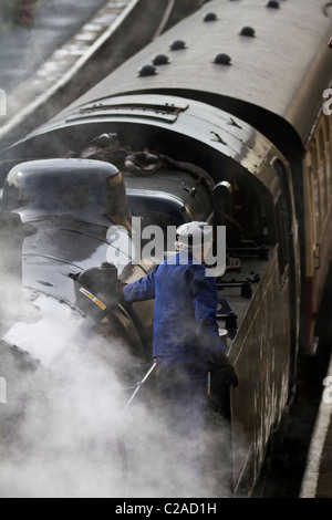 British Rail Standard Class 4 locomotive vapeur réservoir du moteur, pas de 80080 sur l'East Lancs chemins à enterrer Bolton Street Station, Lancashire, UK Banque D'Images