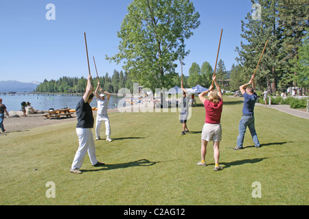 Groupe d'Aikido à communes Beach Californie Tahoe City Banque D'Images