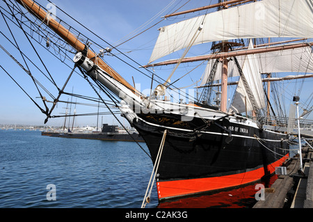 Le navire marchand à coque en fer de "Star of India" amarré au quai, San Diego. Banque D'Images