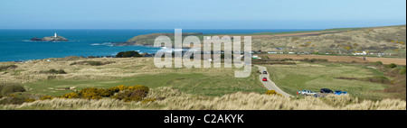 Vue panoramique depuis la Towans Gwithian Godrevy et regarde en direction de Cornwall en Angleterre. Banque D'Images