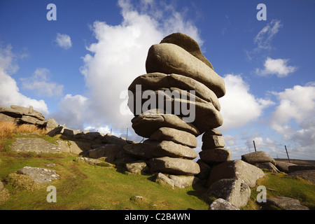 Le Cheesewring sur Bodmin Moor près de sbires. Banque D'Images