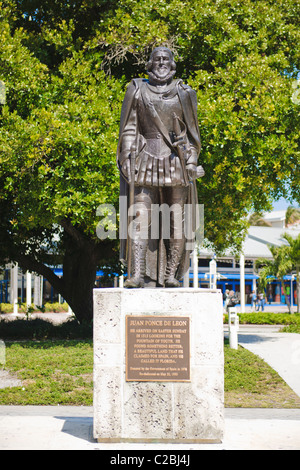 Juan Ponce de Leon statue, Miami Banque D'Images