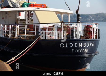 M.S. Oldenburg, classic, navire à passagers bateau qui transporte les passagers à destination et en provenance de l'île de Lundy attaché à Bideford, Devon, Angleterre Royaume-uni en Mars Banque D'Images