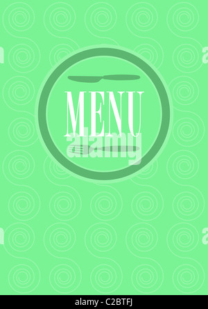 Conception de carte de menu - Menu Se connecter et de motif dans les tons de vert Banque D'Images