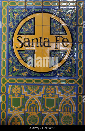 Sol carrelé panel à au Santa Fe Depot à San Diego en Californie. Ce panneau est carrelée dans le hall principal. Banque D'Images