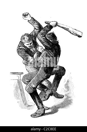 Pompiers, illustration historique, vers 1886 Banque D'Images