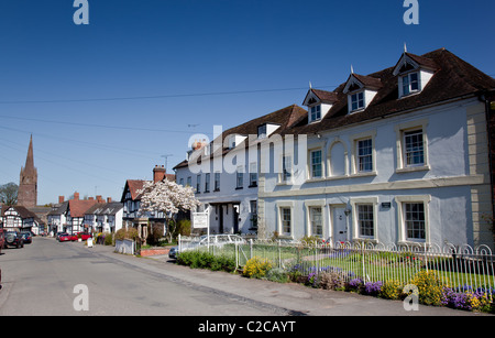 Le noir et blanc propriétés de Broad Street, Weobley, Herefordshire Banque D'Images